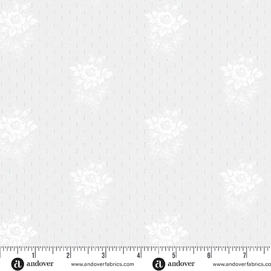 A10448-C - SIMPLY LIGHT - PETITE BOUQUET - SILVER - ANDOWER FABRICS