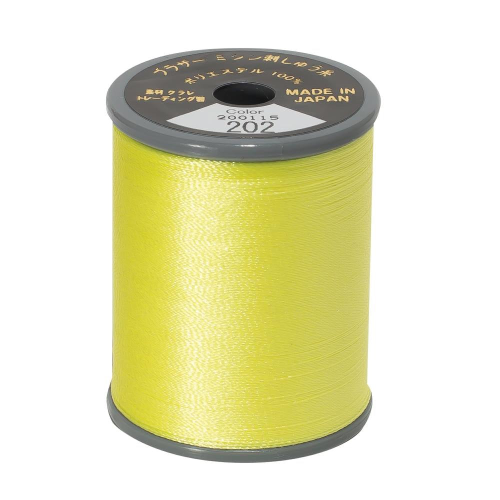 EMBROIDERY THREAD - LEMON YELLOW 202 - 50WT - 300M - BROTHER