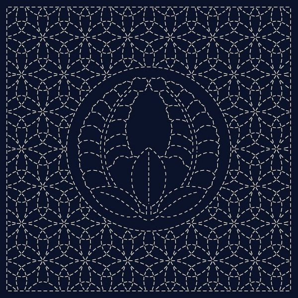 SASHIKO CLOTH - AGARI-FUJI - NAVY - HF1115-22D - QH TEXTILES