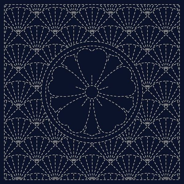 SASHIKO CLOTH - KEN - ZAKURA - NAVY - HF1115-22E - QH TEXTILES
