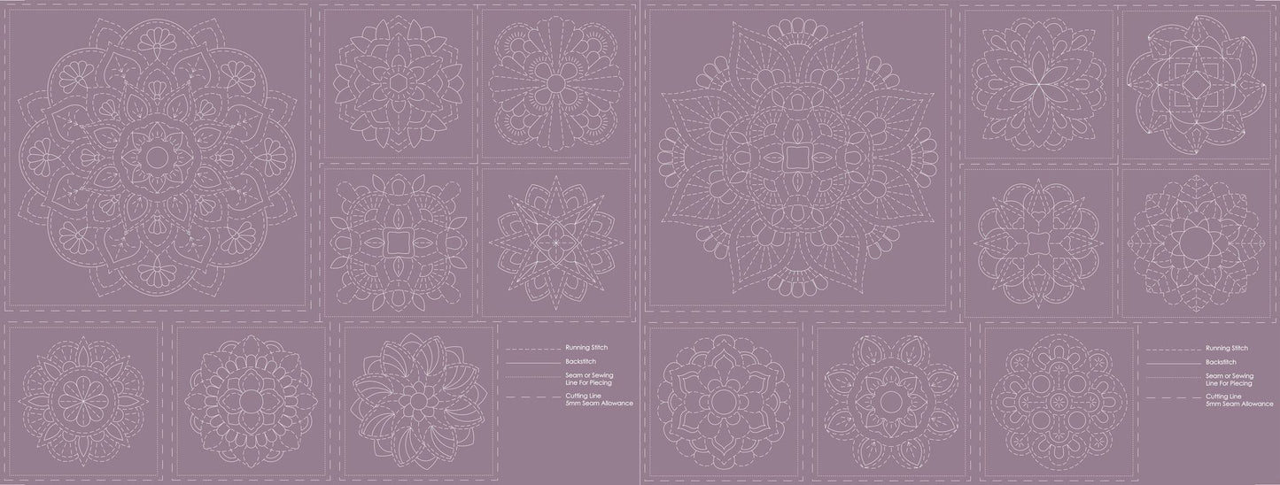 SASHIKO CLOTH - MANADALA - FROSTED GRAPE - DV4063 - DEVONSTONE