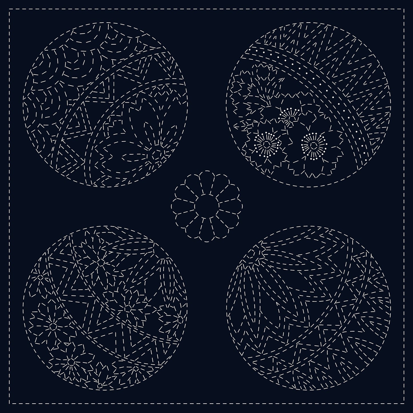 SASHIKO CLOTH - TEMARI - NAVY - SC0017-04 - QH TEXTILES