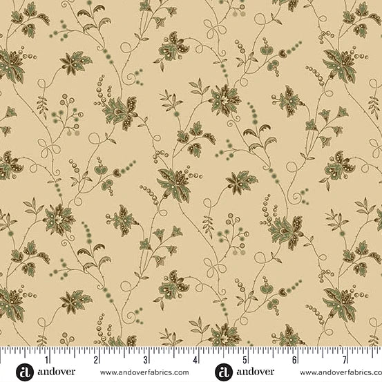 A-8040-G - TRUNK TREASURES - TRELLIS - OLIVE - JO MORTON - ANDOWER FABRICS