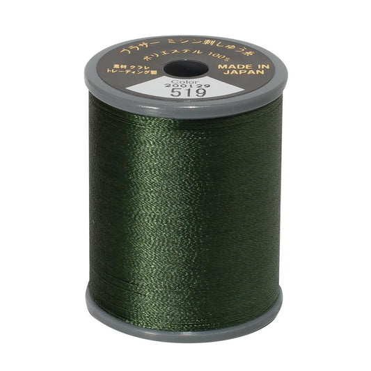 EMBROIDERY THREAD - OLIVE GREEN 519 - 50WT - 300M - BROTHER