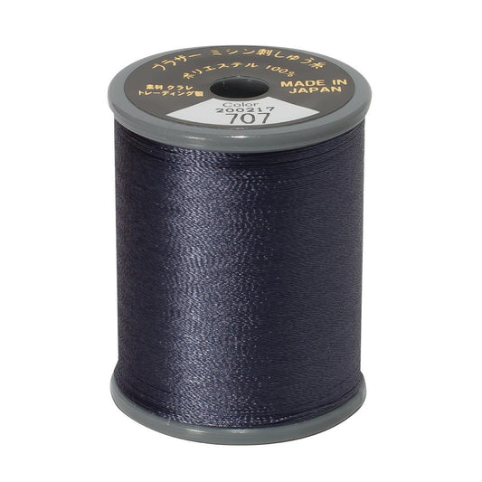 EMBROIDERY THREAD - DARK GREY 707 - 50WT - 300M - BROTHER