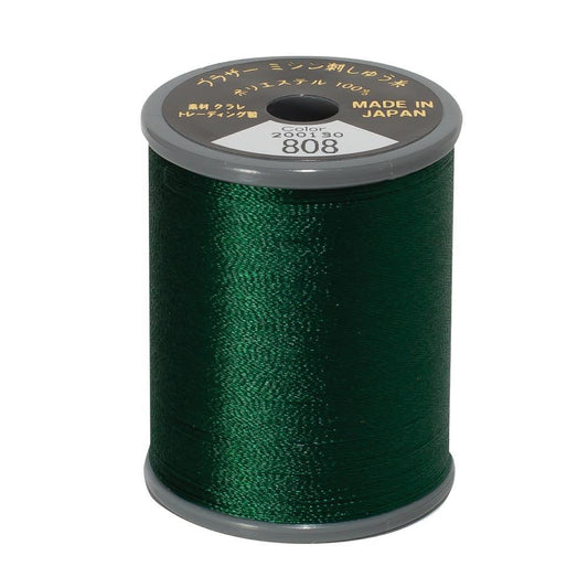 EMBROIDERY THREAD - DEEP GREEN 808 - 50WT - 300M - BROTHER