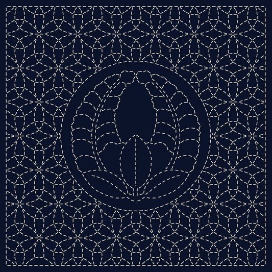 SASHIKO CLOTH - AGARI-FUJI - NAVY - HF1115-22D - QH TEXTILES
