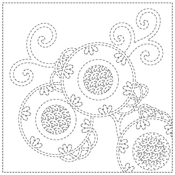 SASHIKO CLOTH - BRACKEN FERN - WHITE - SC2021-09W - QH TEXTILES