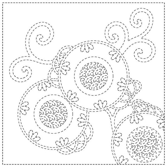 SASHIKO CLOTH - BRACKEN FERN - WHITE - SC2021-09W - QH TEXTILES