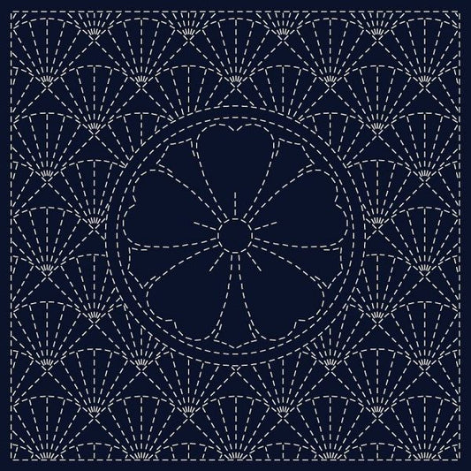 SASHIKO CLOTH - KEN - ZAKURA - NAVY - HF1115-22E - QH TEXTILES