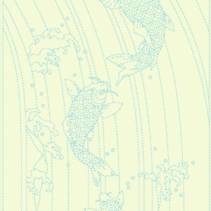 SASHIKO PANEL - SPLASHING SPIRITS - KF1123-11C - IVORY - QH TEXTILES