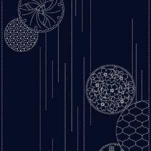 SASHIKO PANEL - WATERFALL - NAVY - KF1125-13A - QH TEXTILES