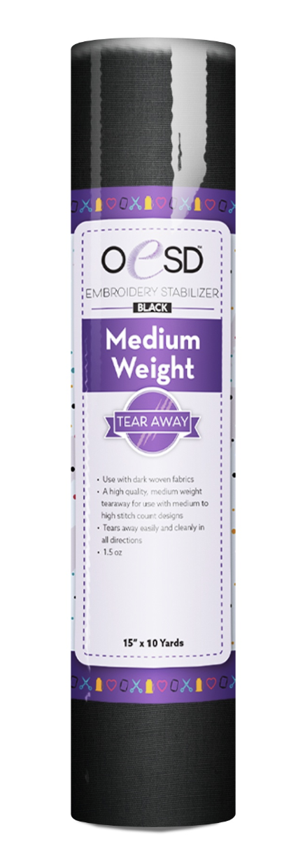 MEDIUM WEIGHT TEARAWAY - BLACK - 15" X 10 YARDS - STABLISIER - OESD