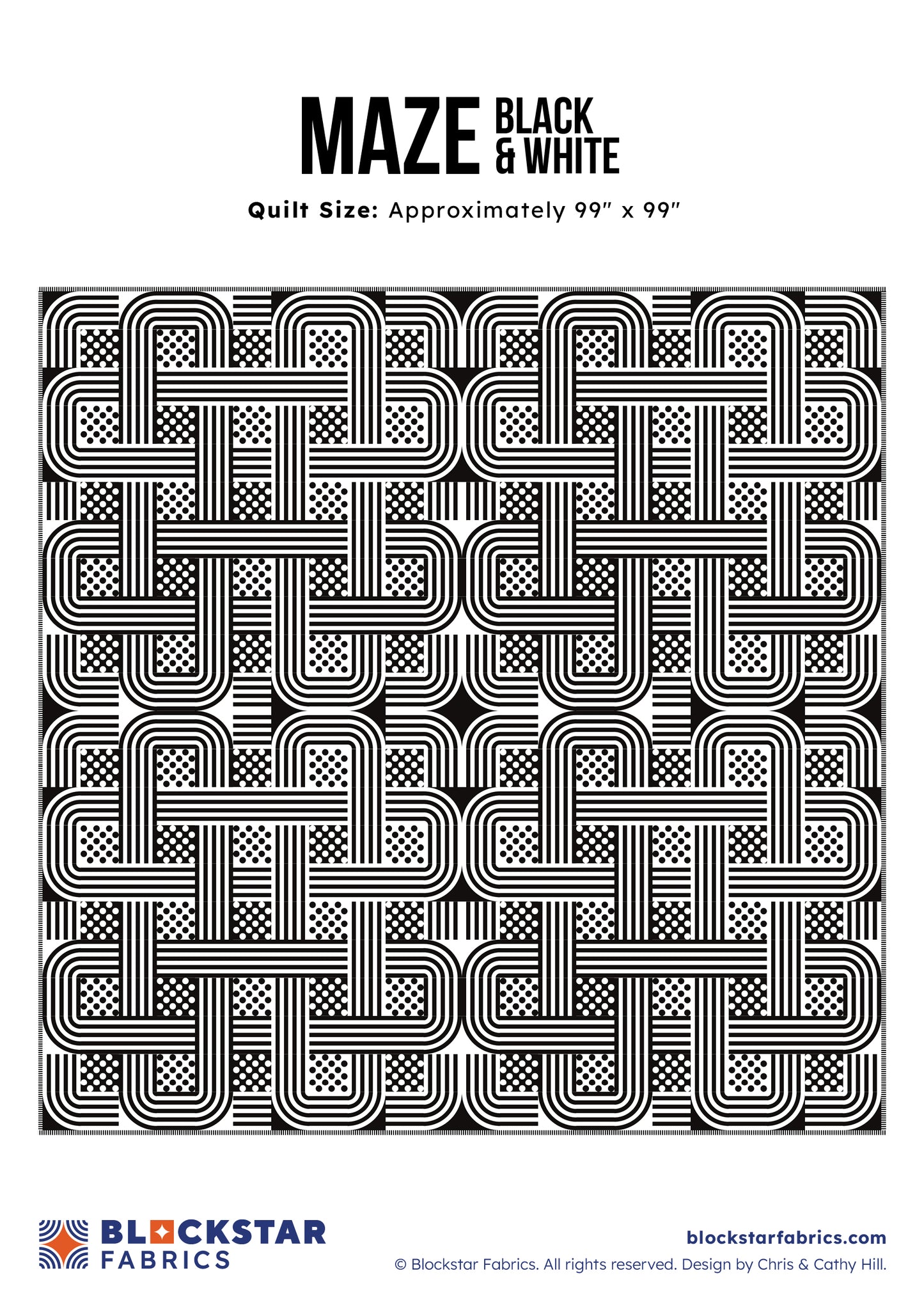 MAZE  - BLACK & WHITE - BLOCKSTAR - CIRCUS FABRIC - PATTERN