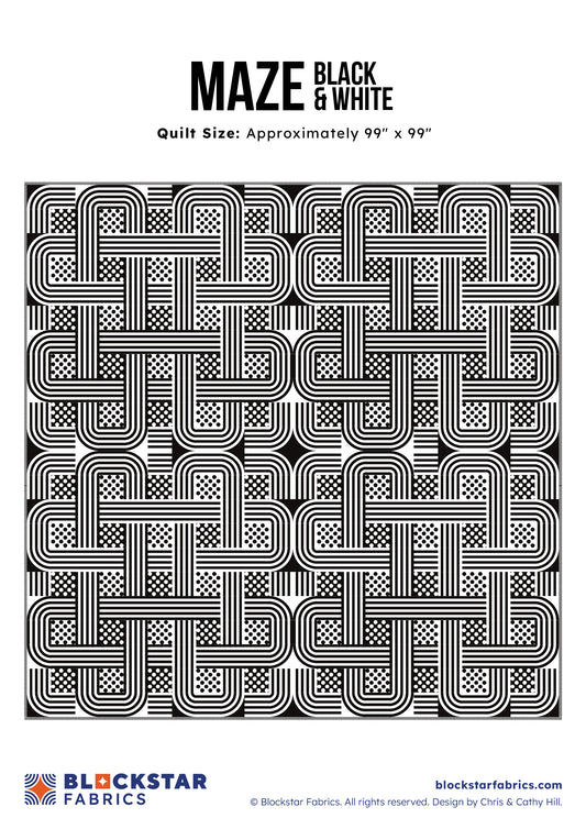 MAZE  - BLACK & WHITE - BLOCKSTAR - CIRCUS FABRIC - PATTERN