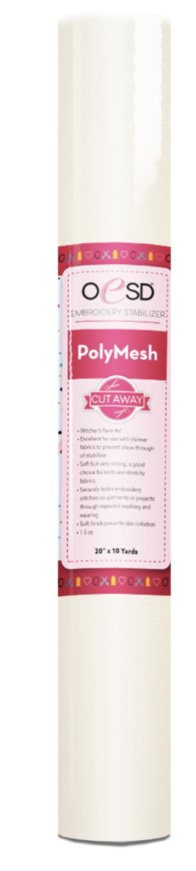 POLYMESH CUTAWAY - 20" X 10 YARDS - WHITE - STABLISIER - OESD