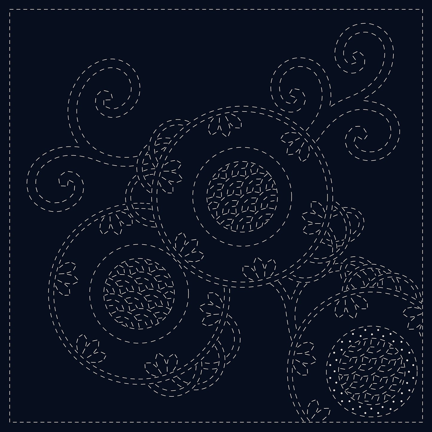 SASHIKO CLOTH - BRACKEN FERN - NAVY - SC0017-09 - QH TEXTILES
