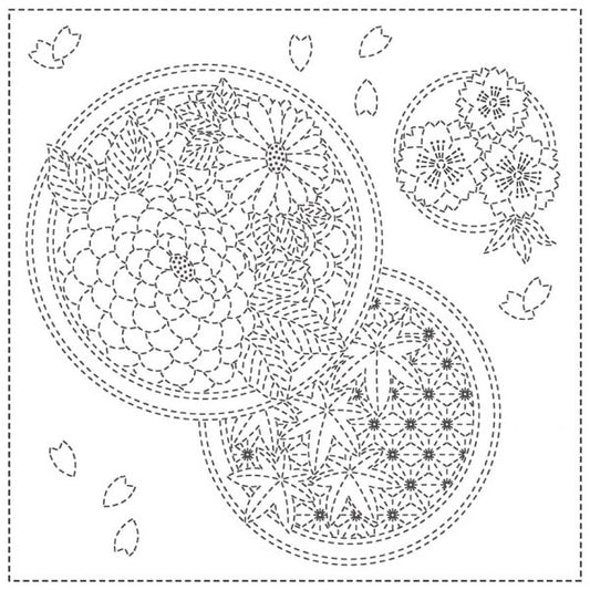 SASHIKO CLOTH - SEASONS - WHITE - SC2021-12W - QH TEXTILES