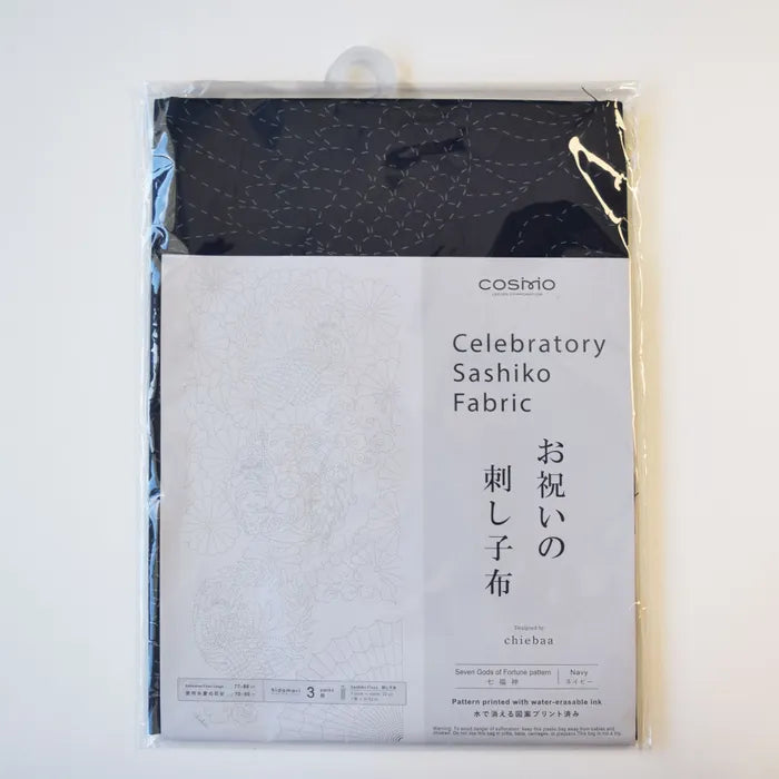 SEVEN GODS OF FORTUNE PANEL - NAVY - SASHIKO - COSMO