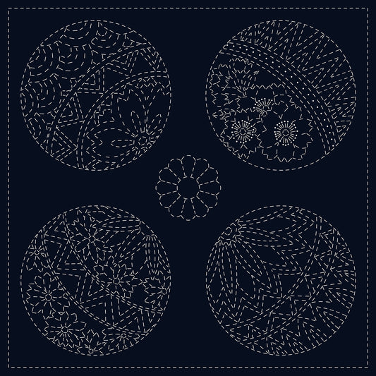 SASHIKO CLOTH - TEMARI - NAVY - SC0017-04 - QH TEXTILES