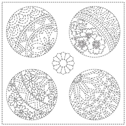 SASHIKO CLOTH - TEMARI - WHITE - SC2021-04W - QH TEXTILES