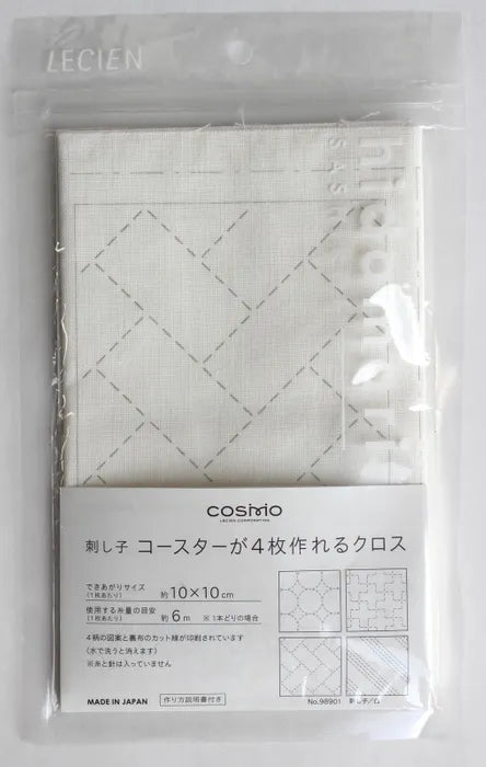 COASTER PANEL - SET OF 4 - WHITE/CREAM - SASHIKO - COSMO