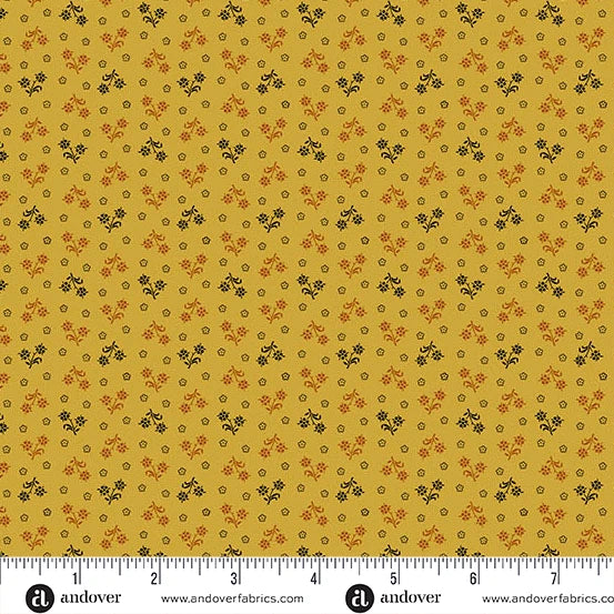 A-5318-Y - TRUNK TREASURES - GATHERING - CHROME YELLOW - JO MORTON - ANDOWER FABRICS