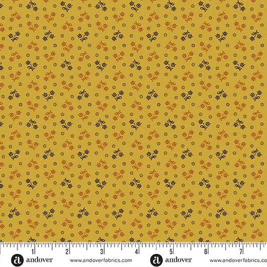 A-5318-Y - TRUNK TREASURES - GATHERING - CHROME YELLOW - JO MORTON - ANDOWER FABRICS