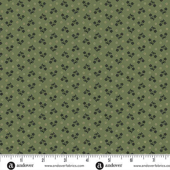 A-5318-G1 - TRUNK TREASURES - GATHERING - OLIVE - JO MORTON - ANDOWER FABRICS