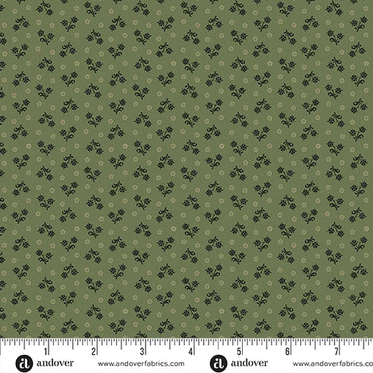 A-5318-G1 - TRUNK TREASURES - GATHERING - OLIVE - JO MORTON - ANDOWER FABRICS
