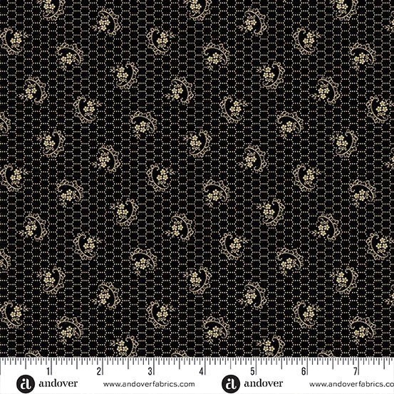 A-5862-K - TRUNK TREASURES - LACEWORK - EBONY - JO MORTON - ANDOWER FABRICS