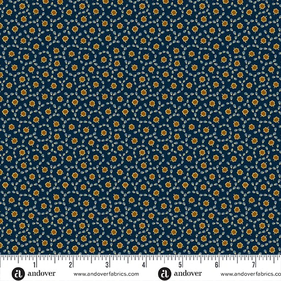 A-8773-B - TRUNK TREASURES - MAZE - INDIGO - JO MORTON - ANDOWER FABRICS