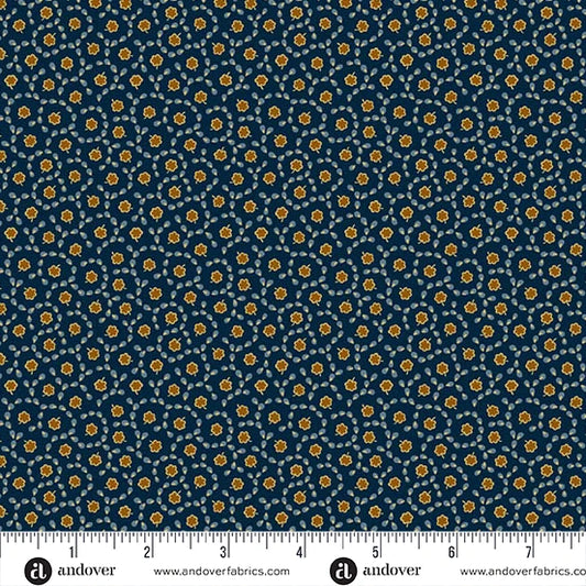 A-8773-B - TRUNK TREASURES - MAZE - INDIGO - JO MORTON - ANDOWER FABRICS