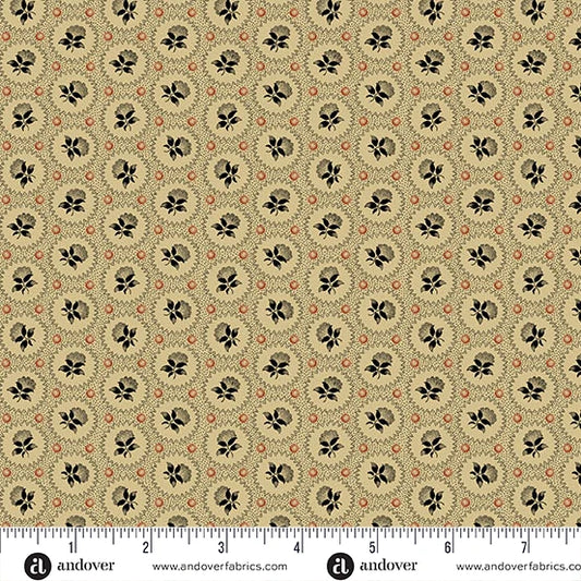 A-7641-K1 - TRUNK TREASURES - MEDALLION ROSE - EBONY - JO MORTON - ANDOWER FABRICS