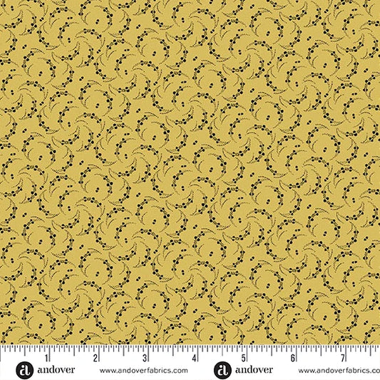 A-3993-Y - TRUNK TREASURES - SEEDLINGS - CHROME YELLOW - JO MORTON - ANDOWER FABRICS