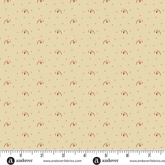 A-5084-R - TRUNK TREASURES - SHADOW - TEA ROSE - JO MORTON - ANDOWER FABRICS