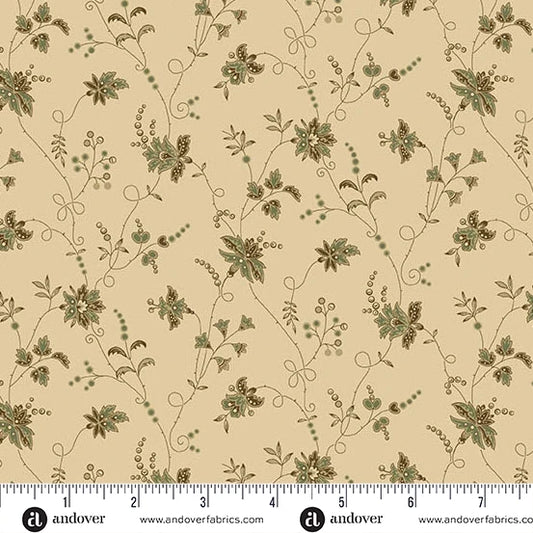 A-8040-G - TRUNK TREASURES - TRELLIS - OLIVE - JO MORTON - ANDOWER FABRICS