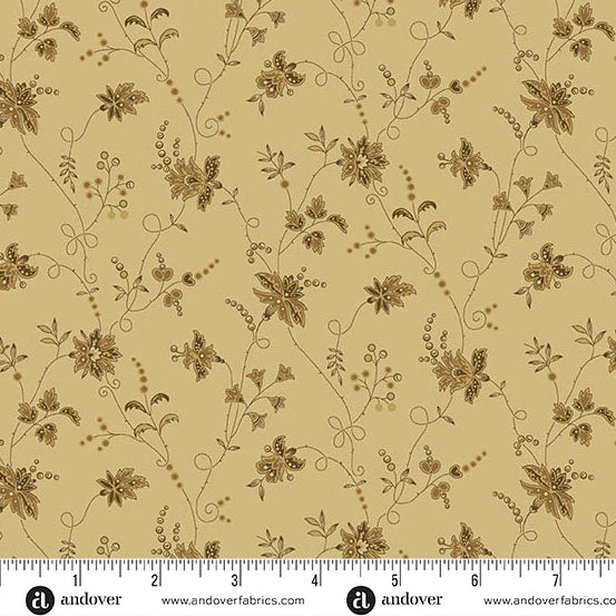 A-8040-N - TRUNK TREASURES - TRELLIS - SAND - JO MORTON - ANDOWER FABRICS