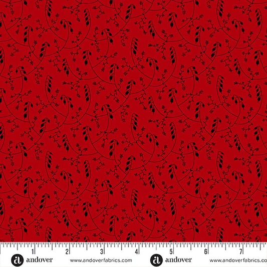 A-5186-R1 - TRUNK TREASURES - WILLOW - CRIMSON - JO MORTON - ANDOWER FABRICS